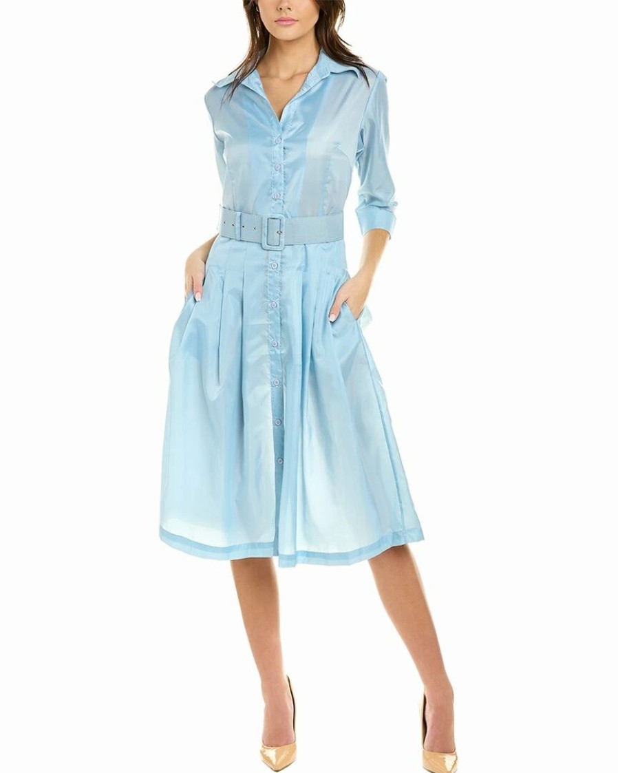 Clearance * Coupon Samantha Sung Audrey D 3 Silk Shirtdress Women Dresses