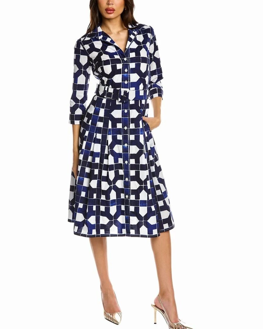 New * Outlet Samantha Sung Patricia Wool & Silk-Blend Shirtdress Women Dresses