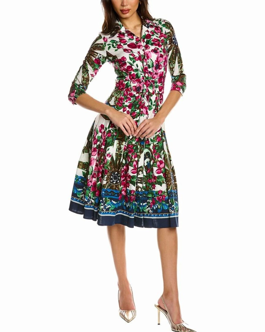 Online * Coupon Samantha Sung Patricia Wool & Silk-Blend Shirtdress Women Dresses