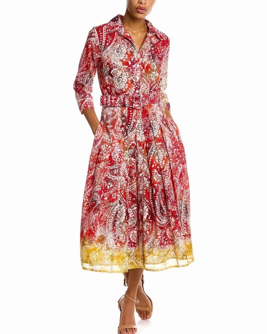 Best * Budget Samantha Sung Audrey 4 Shirtdress Women Dresses Red Multi