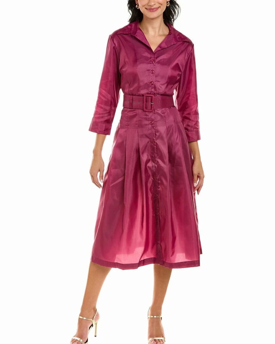 Online * Discount Samantha Sung Audrey 3 Silk Shirtdress Women Dresses